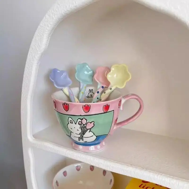 Cute Ceramic Star Frog Soup Spoon Korean Ice Cream Hand Painted