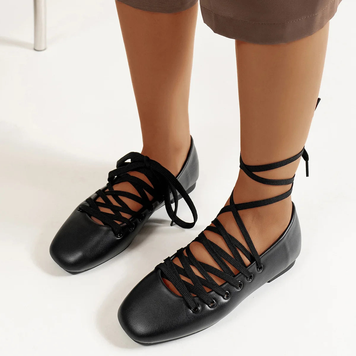 Cross Strap Women Ballet Flats Shoes Comfort Soft Sole Spring Autumn