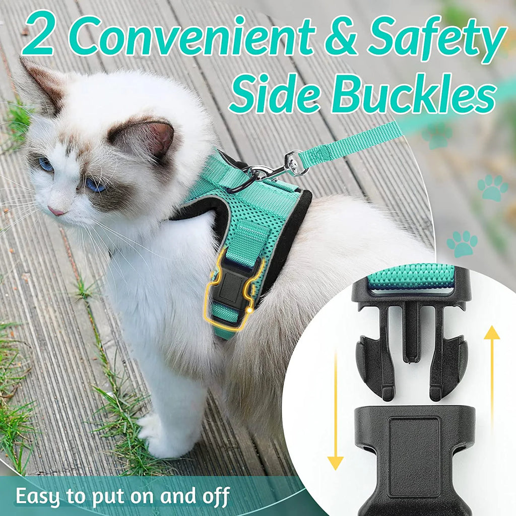 Cat Harness and Leash for Walking, Escape Proof Soft Adjustable Vest Harnesses for Cats, EasyControl Zpaxo