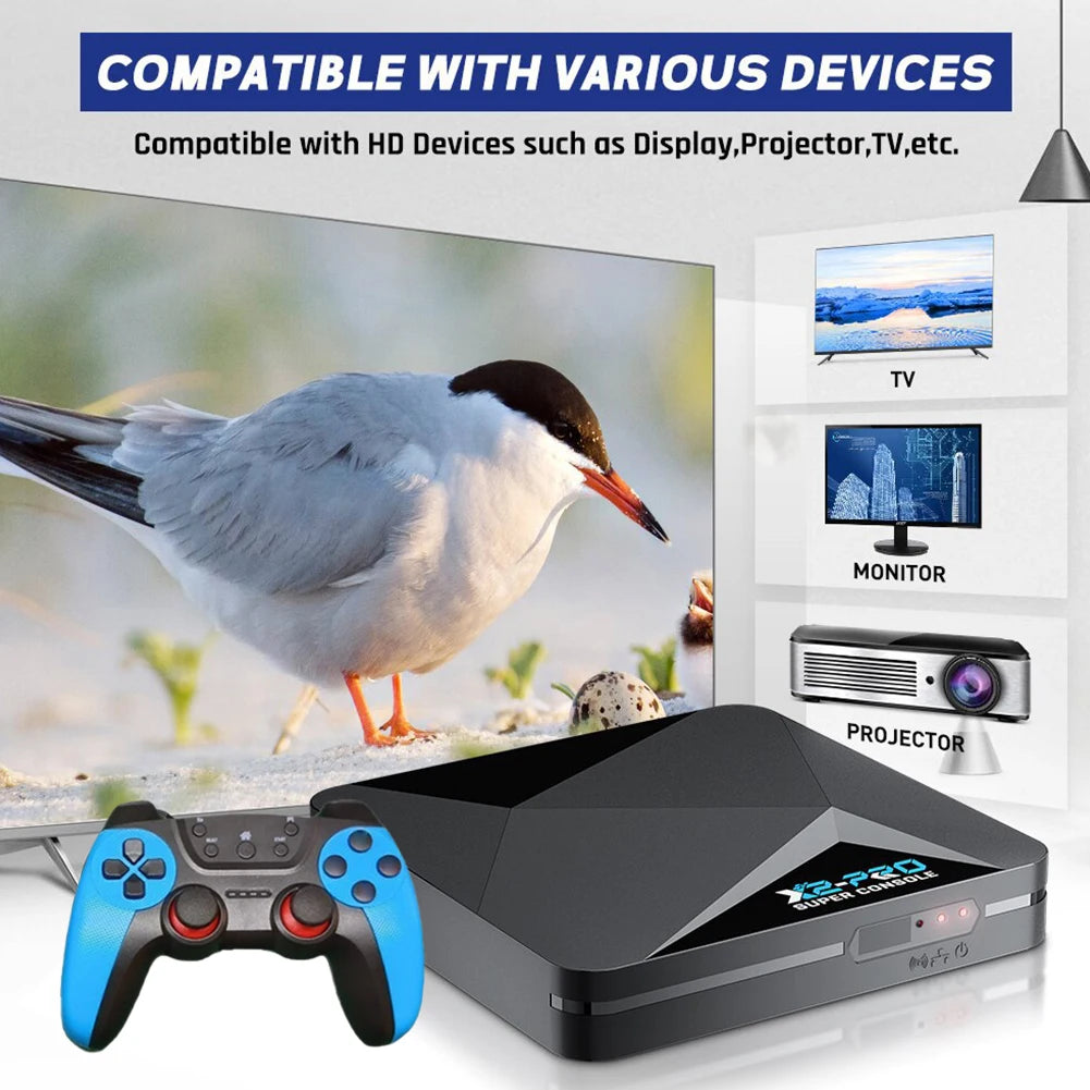 X2 Retro Video Game Console TV Box 65000+ Games 2 Gamepads 4K 60+