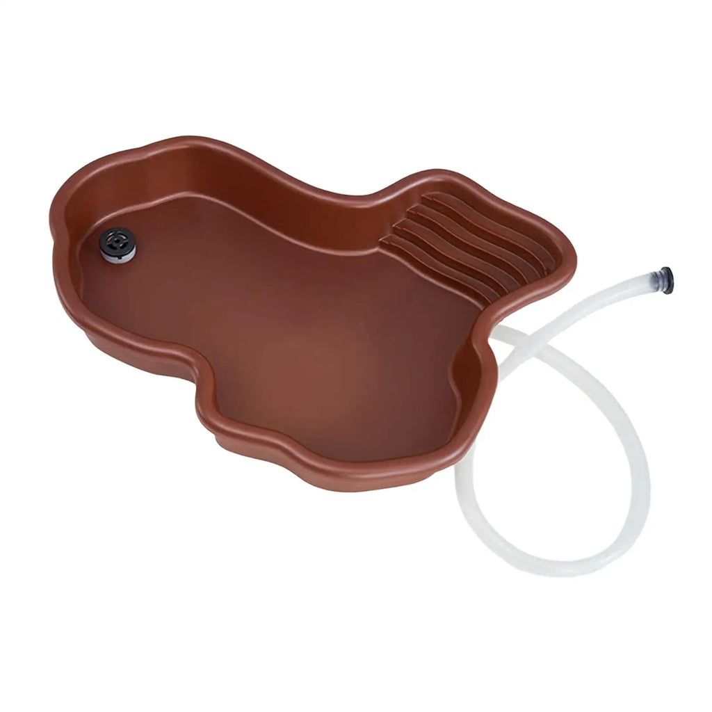 Reptile Bathing Pool & Turtle Feeding Dish with Ramp & Drain Reptile Bathing Bowl Zpaxo
