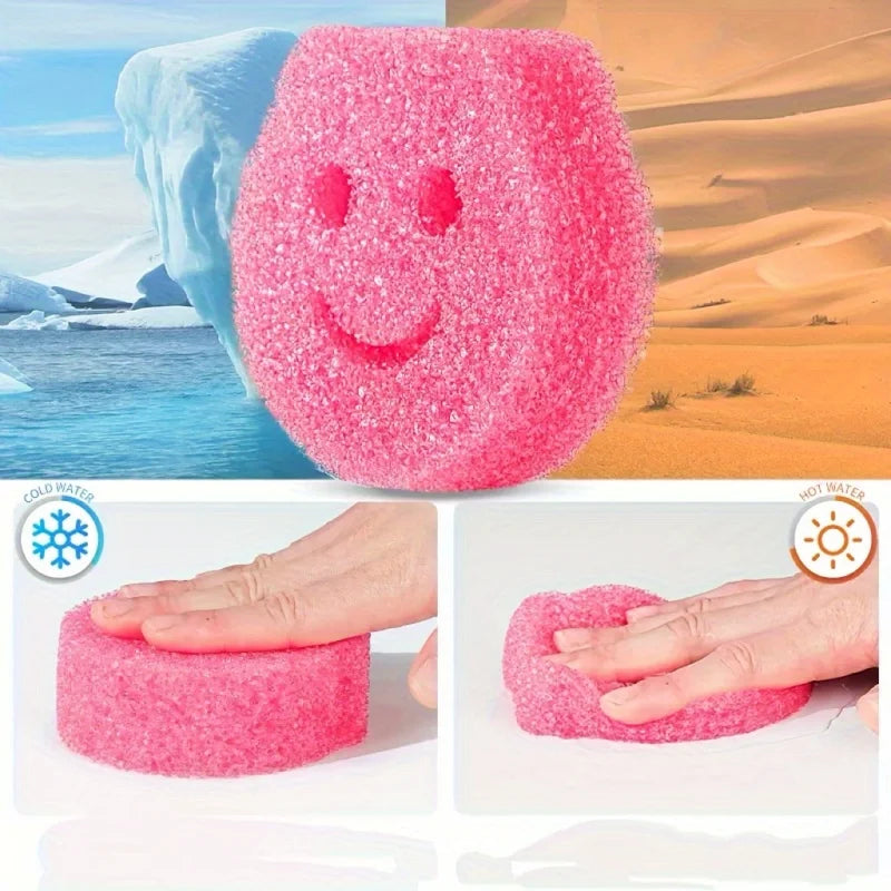 Smiley Face Temperature-changing Cleaning Spongescolorful Kitchen