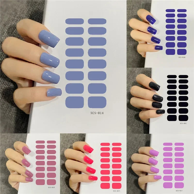 53 Colors Nail Polish Stickers Pure Color Strips Waterproof Adhesive Nail Full Sticker Environmental Protection DIY Nai Stickers Zpaxo