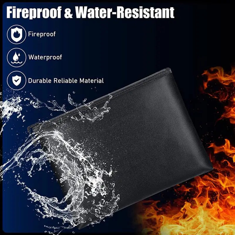 Fireproof Document Bag Waterproof Money Bags Fire Safe Storage Pouch with Zipper Cash File Envelope Holder for Home Office Zpaxo