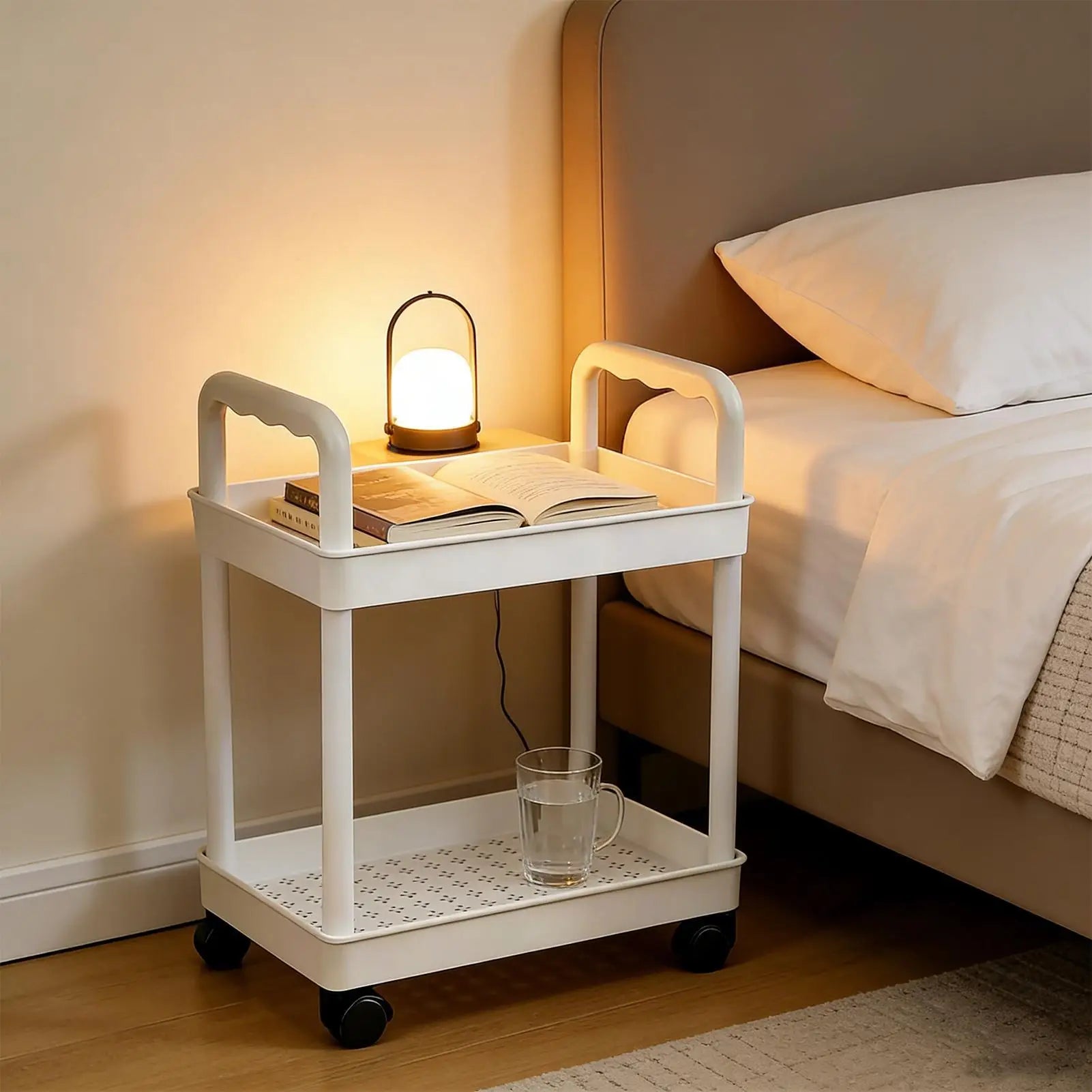 Rolling Cart Organizer 2 Tier Mobile Organization Rack Wheels Utility