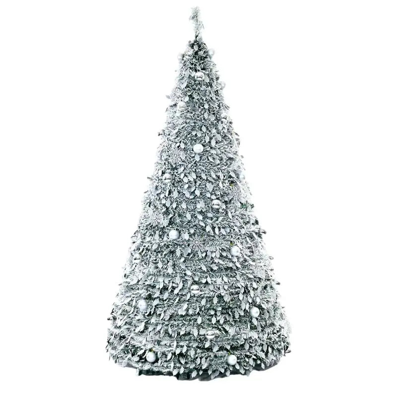 1 8m Pop-up Christmas Tree Foldable Tinsel Flocking Decoration Snow