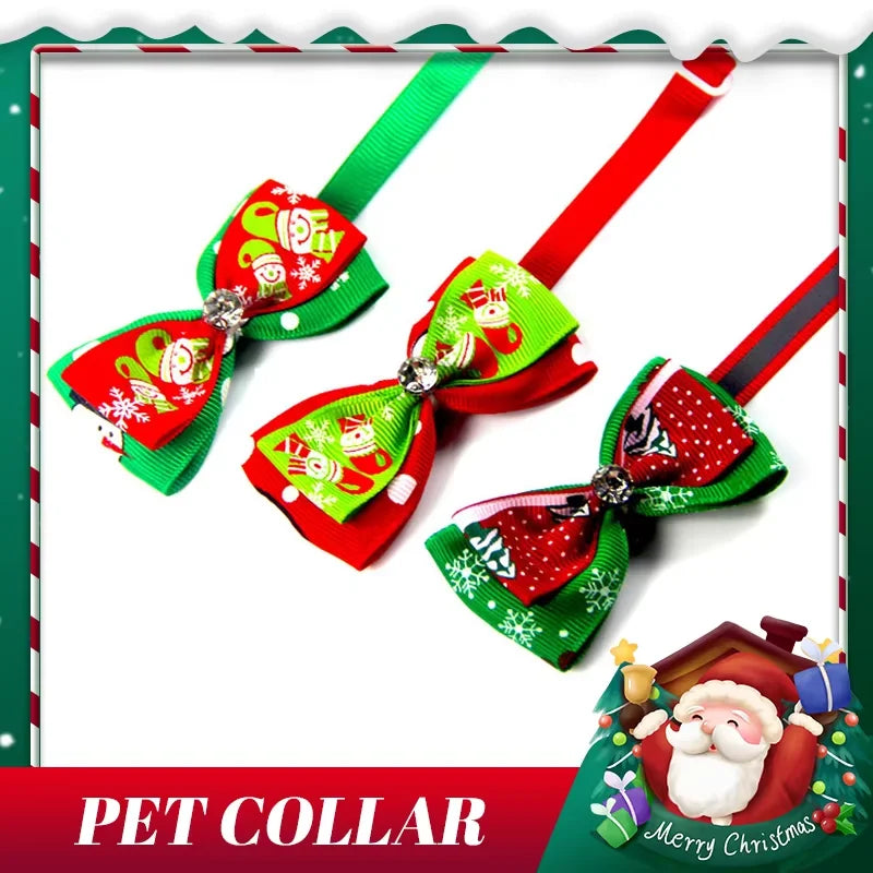 Pet Cat Christmas Collar Birthday Gifts Bowknot Neck Strap Costume