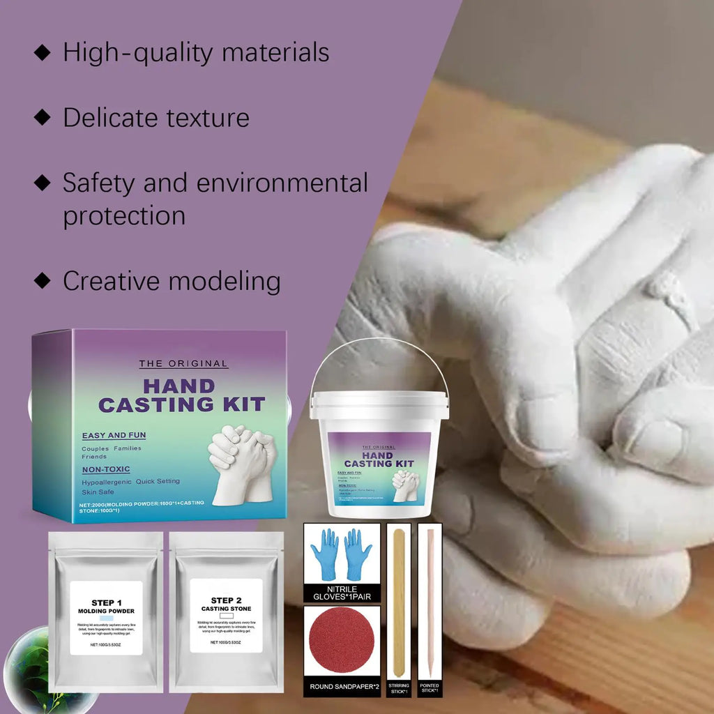 Couples Hand Mold Powder DIY Casting Keepsake Sculpture Plaster