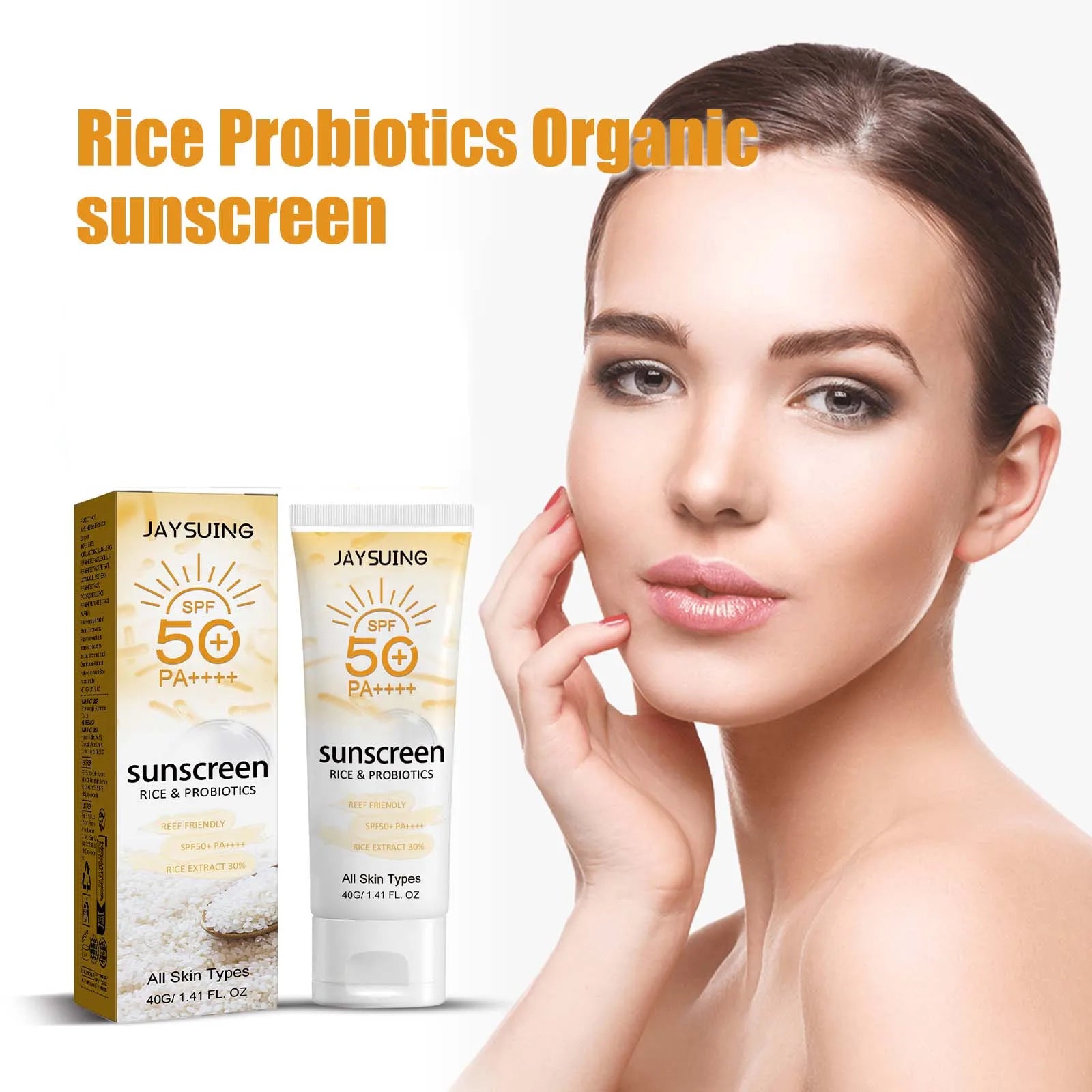Probiotic Organic Rice Sunscreen SPF50 Broad Spectrum 40g Sunscreen Lotion Zpaxo