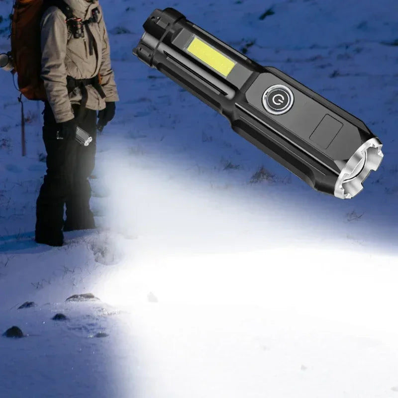 KDULIT LED Flashlight Rechargeable Zoomable Torch COB Lantern