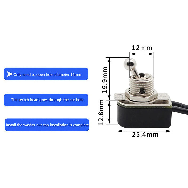 AC 250V 3A Off Prewired Standard Toggle Switch Wire Cable Contacts Zpaxo