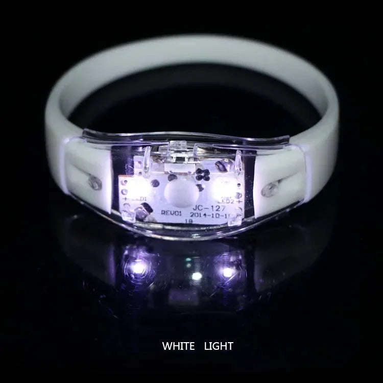 Led Sound Control Bracelet Flashing Wristband Vibration Glow Dark Zpaxo White 6pcs