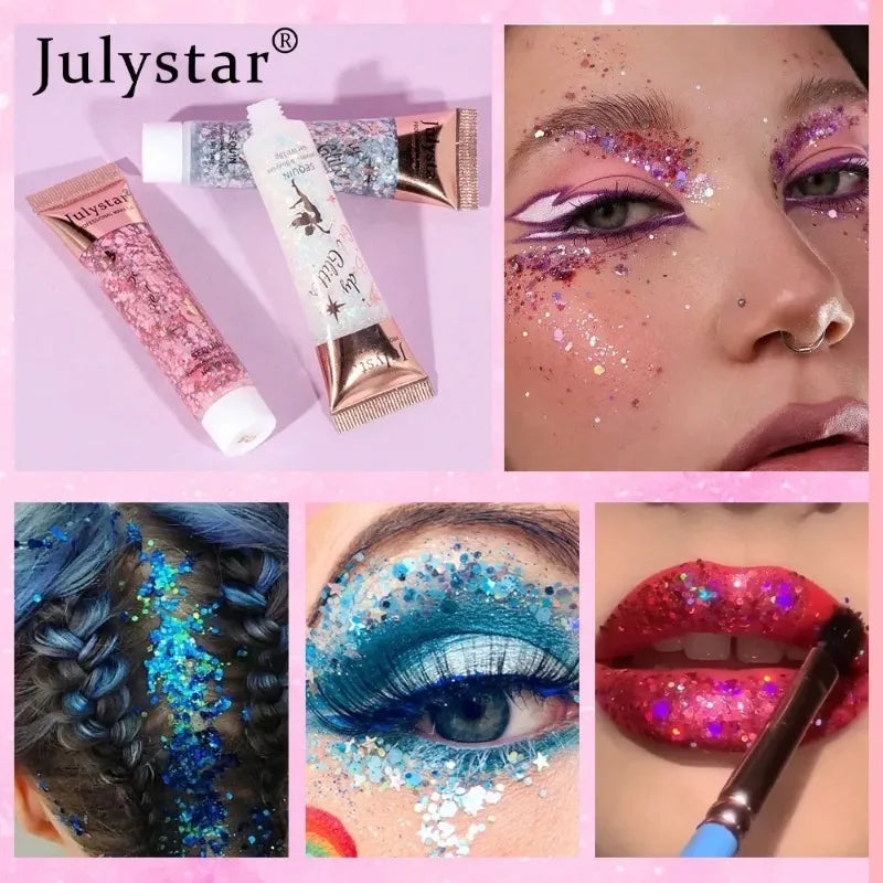 Sequins Glitter Gel Multifunctional Body Face Nail Hair Flash Liquid Zpaxo
