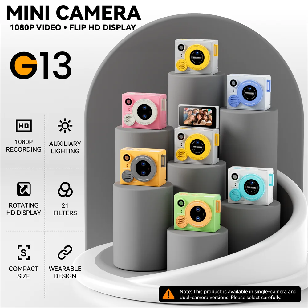 G13 Digital Camera 180° Flip Screen Selfile Keychain Camera Retro Support Memory Card HD Very Small Camcorder Video Recorder New Zpaxo