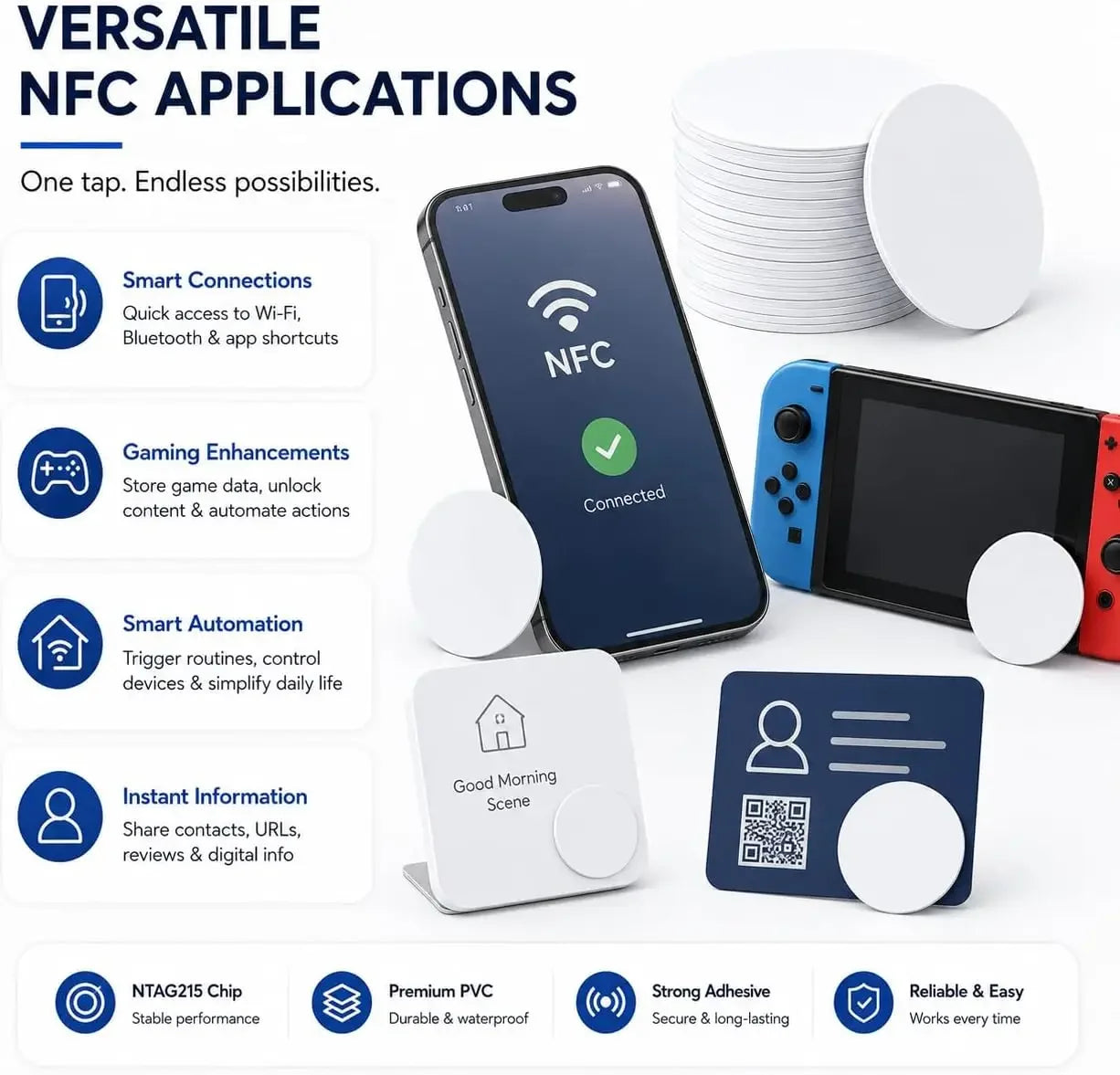 NFC Ntag215 13 56MHz Coin Bonding Card Badge ISO EC14443A Waterproof Zpaxo