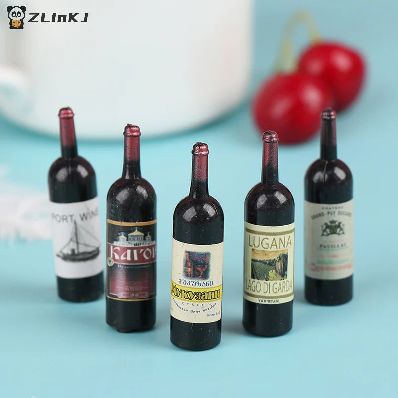 ▶10Pcs 1/12 Dollhouse Miniature Mini Wine Bottle Set With Box Simulation Drinks Model Toys For Doll House Decoration Accessories Zpaxo