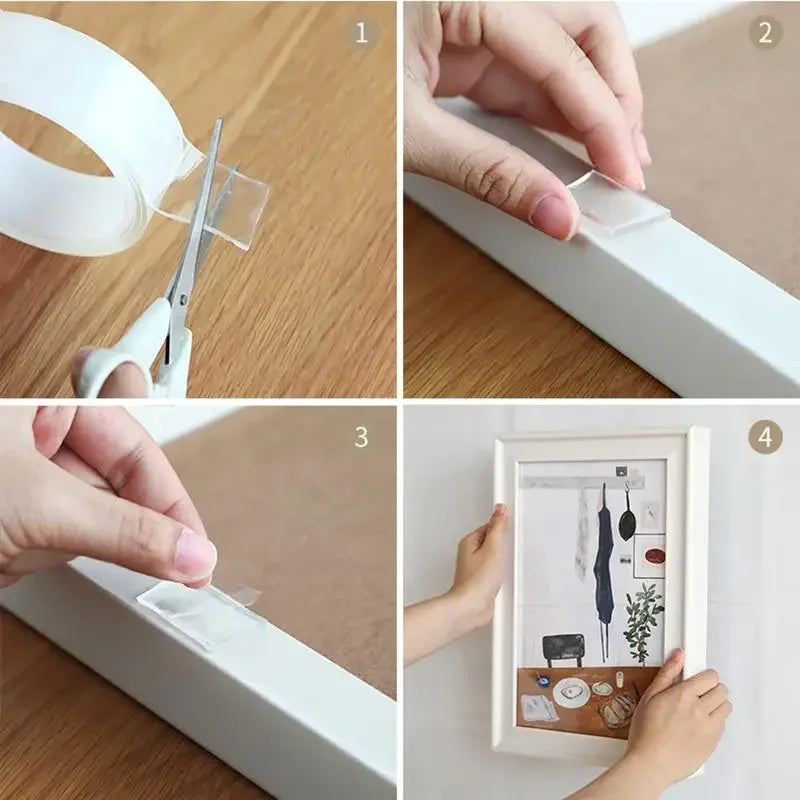 Nano Tape Double Sided Tape Transparent Reusable Waterproof Adhesive Tapes Cleanable Kitchen Bathroom Supplies Tapes Zpaxo