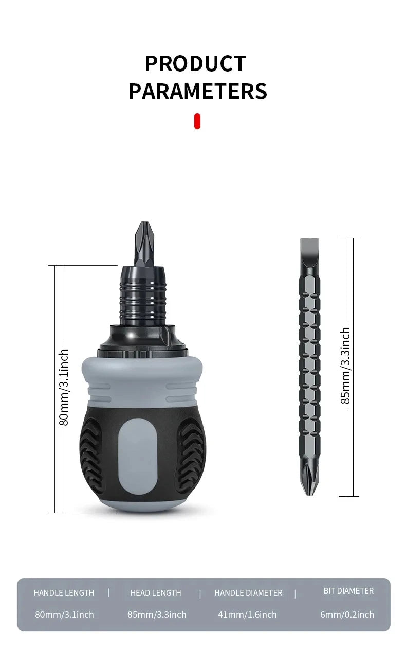 Short Shaped Ratchet Screwdriver Set Radish Head High Hardness Labor-Saving Multi-Functional Dual-Purpose Tool Zpaxo