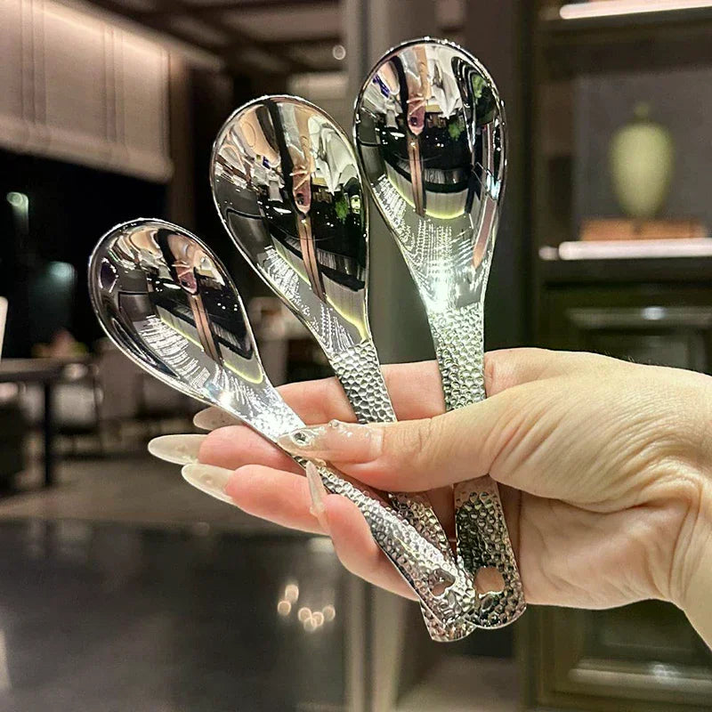 Stainless Steel Soup Spoon Silver Mirror Polished Flatware Rice Home Zpaxo