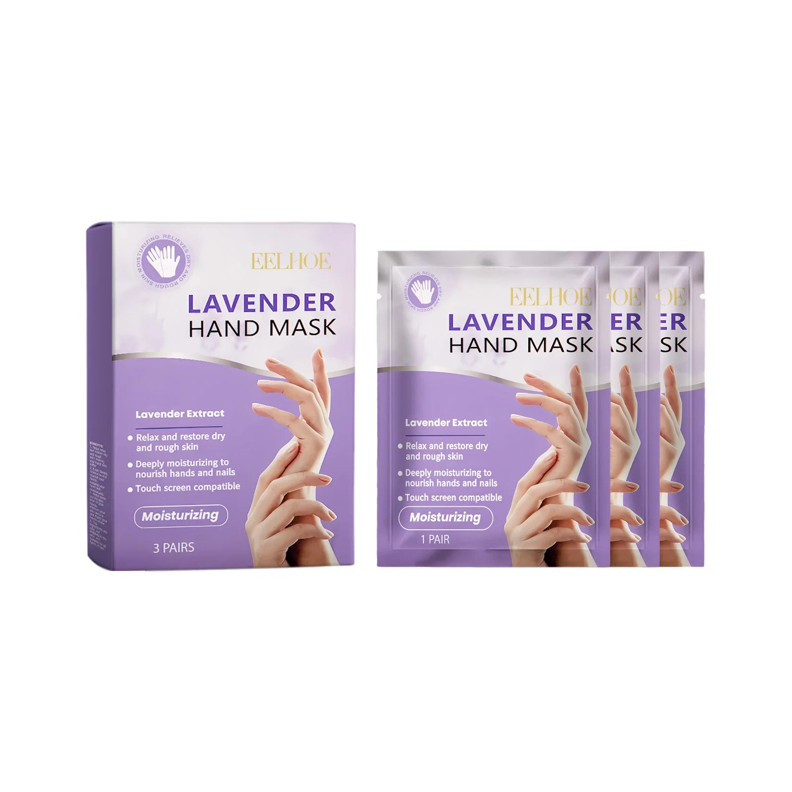 Lavender Moisturizing Hand Mask Nourishing Exfoliating Remove Dead Skin Brightening Niacinamide Hand Care for Soft Smooth Skin Zpaxo 3Pcs Boxed