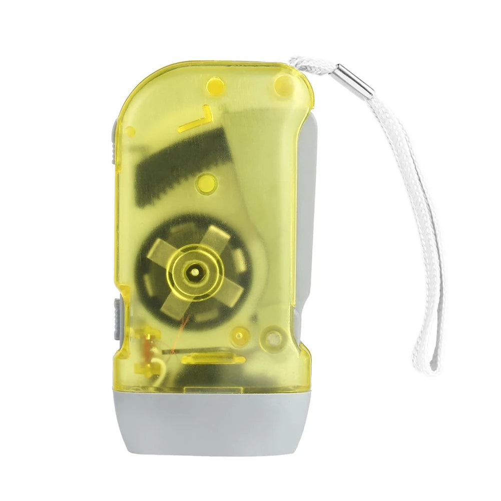 LED Hand Pressing Dynamo Flashlight Crank Torch Lamp Light Outdoor Zpaxo YELLOW