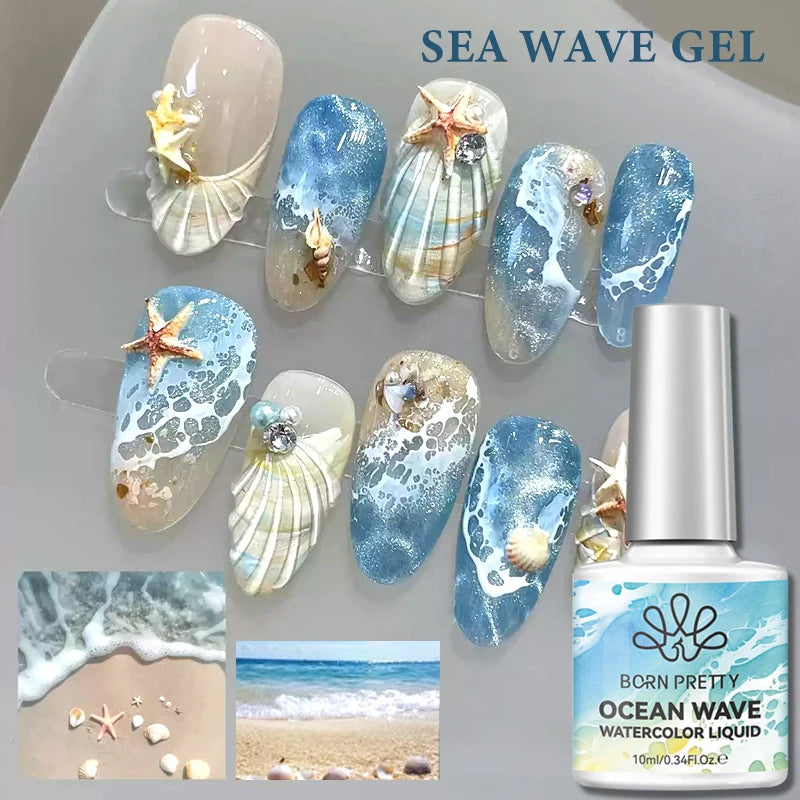 White Bubble Ocean Wave Watercolor Liquid Gel Nail Polish 3 Seconds Spread Lace Hollow Gradient Nail Art Gel DIY Summer Nails Zpaxo