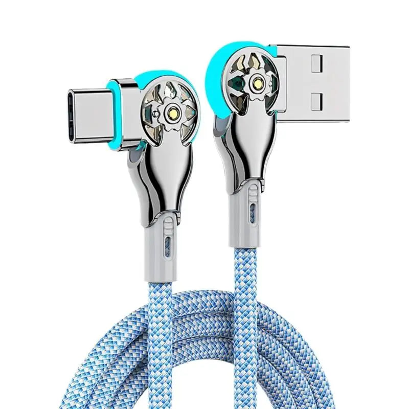 Y1UB Ergonomic 180 Degree Angled Braided USB C Charging Cable