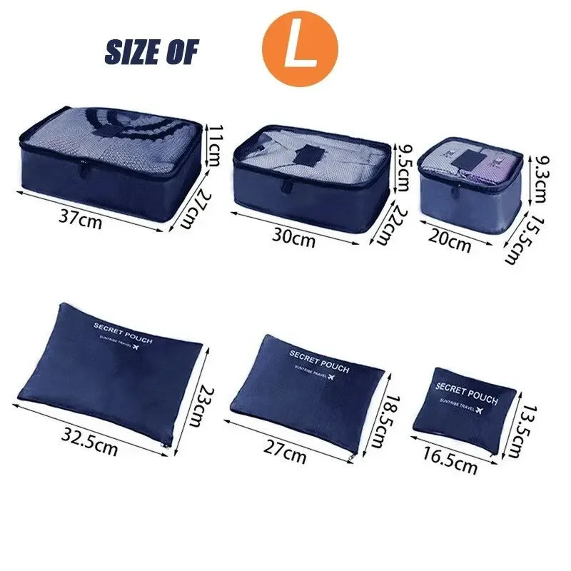 Home Travel 6-piece Clothing Storage and Organizing Bag Thickened Cosmetics Storage Bag Foldable Business Travel Storage Bag Zpaxo L-navy