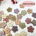 Vintage Flower Wooden Buttons 20/50/100pcs – Sewing & Crafts Wooden Craft Buttons Zpaxo 50PCS