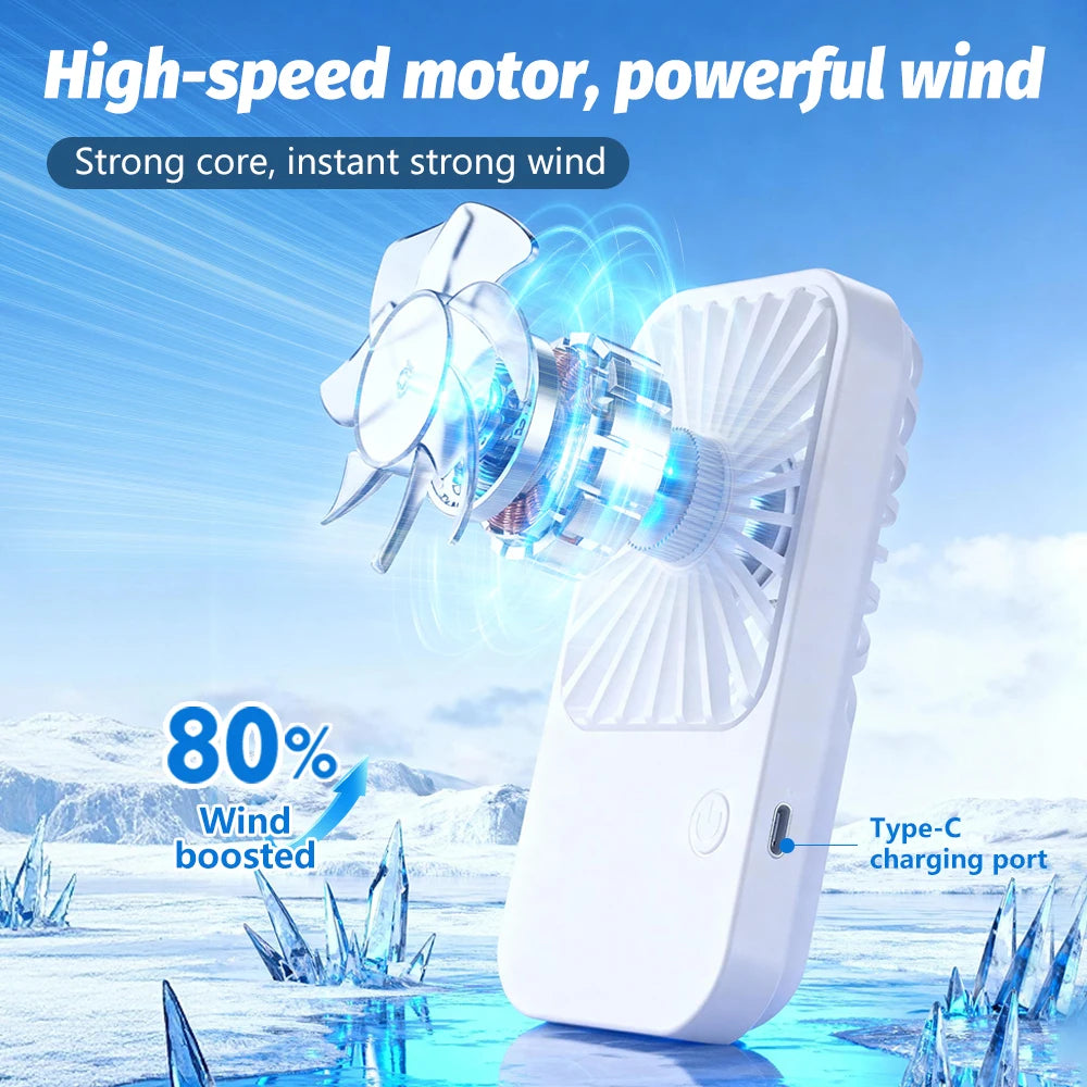 Mini Portable Handheld Fan 3 Gear Wind Rechargeable Battery Operated Personal Pocket Fan For Travel Outdoor Zpaxo