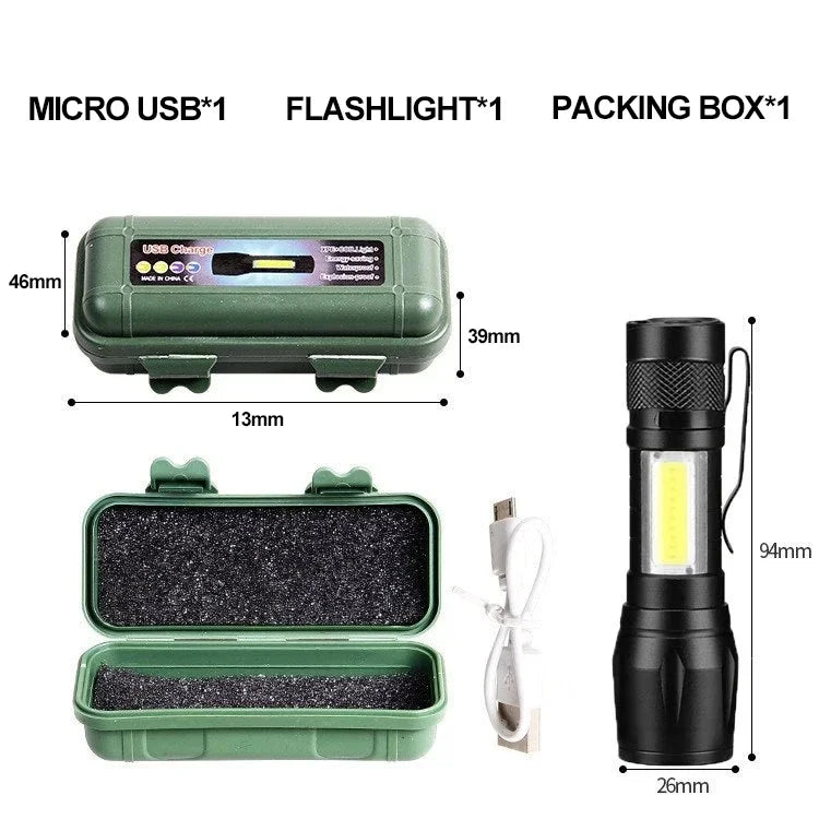 Mini USB Rechargeable LED Flashlight – Waterproof Camping Torch