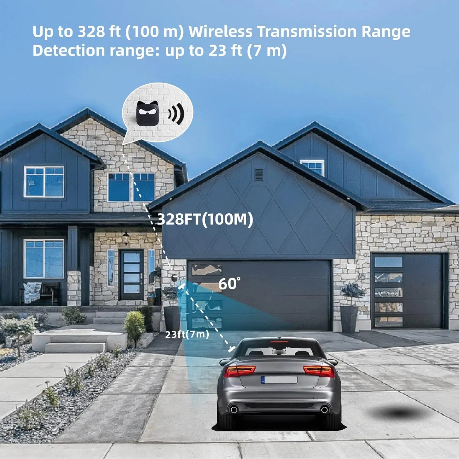 Driveway Alarm Wireless Outside Weatherproof, 328 ft Long Range Wireless Outdoor Driveway Sensor Alert, 1 Alarm and 2 PIR Sensor Zpaxo