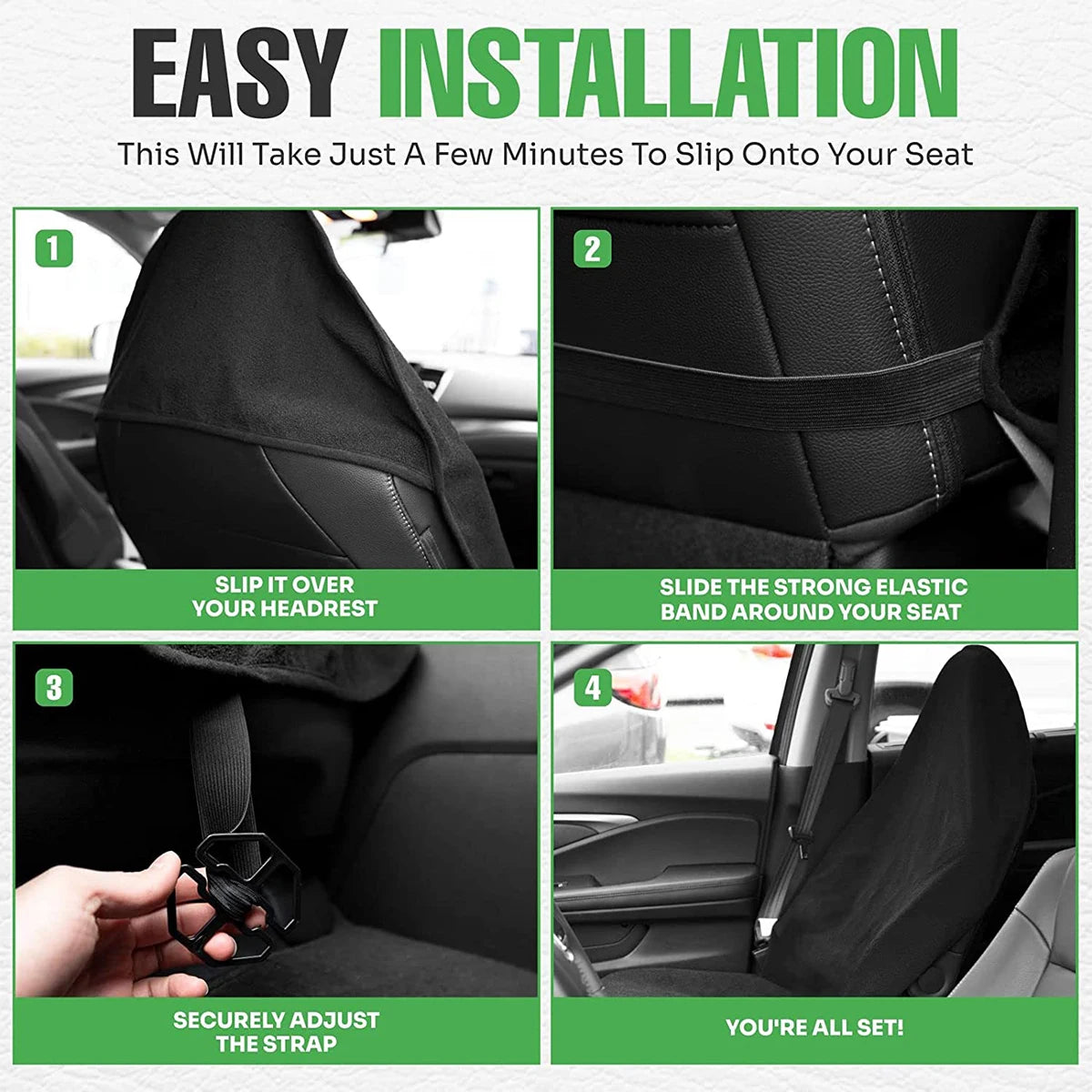 2/4PCS Car Seat Protective Cover Antifouling Car Seat Towel Protector with Adjustable Elastic Strap Non-slip Breathable 29.5*56" Zpaxo