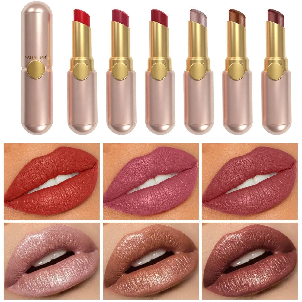Pearlescent Pink Glitter Lipstick Moisturizing Waterproof Zpaxo