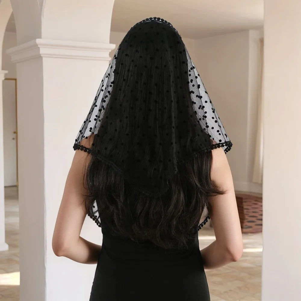 New White Dot Lace Scarf Thin Embroidery Foulard Bandana Head Covering Hair Accessory Wedding Triangular Headscarf Women Zpaxo
