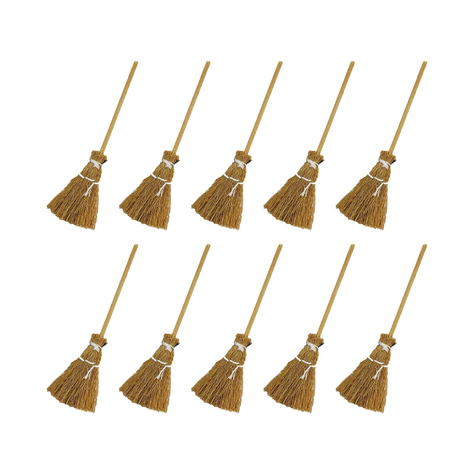 Halloween Witch Broom Pack Of 10 Miniature Witch Broom Decor Dollhouse Room Scenery Layout Restaurant Door Indoor Outdoor Decor Zpaxo White rope China Mainland