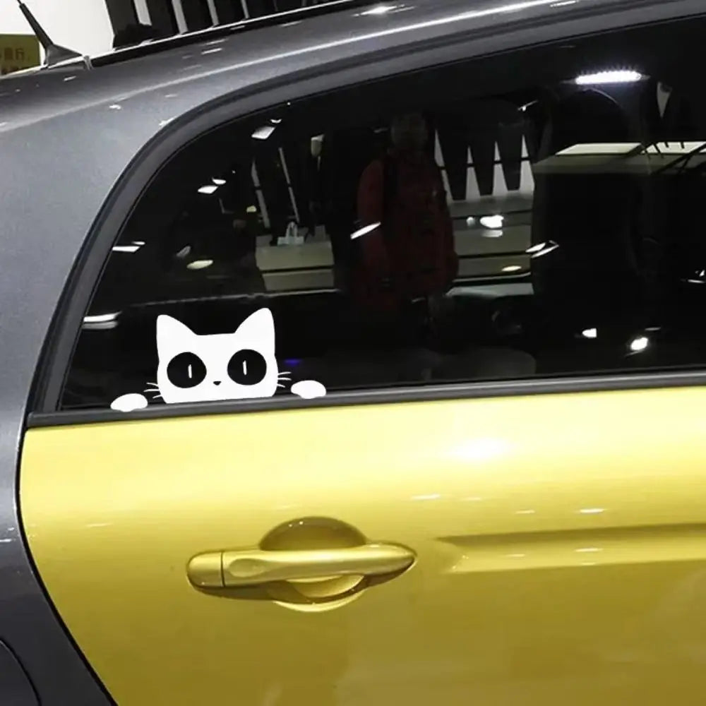 Waterproof Car Window Decals Black White Funny Kitty Scratch Covering Zpaxo