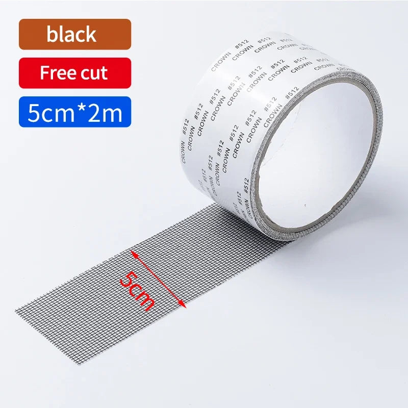 2M Strong Self-Adhesive Window Screen Repair Tape - Cover Holes and Tears, Keep Insects Out Window Screen Mosquito Net Zpaxo black 5cmx2meter 1pcs