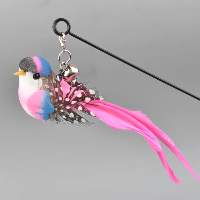 Interactive Cat Toy Handfree Cat Stick Playing Kitten Playing Teaser Wand Toy Suction Cup Bird/Feather Cat Wand Pet Supplies Zpaxo