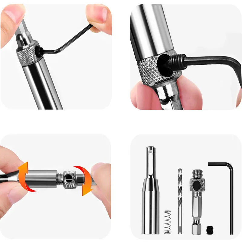 HSS Self Centering Hinge Drill Bit Positioning Hole Punching Set Door Window Cabinet Woodworking Hole Puncher Drill Bits Set Zpaxo
