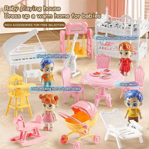 1 12 Miniature Dollhouse Furniture Baby Bed Piano Stroller Dining Zpaxo