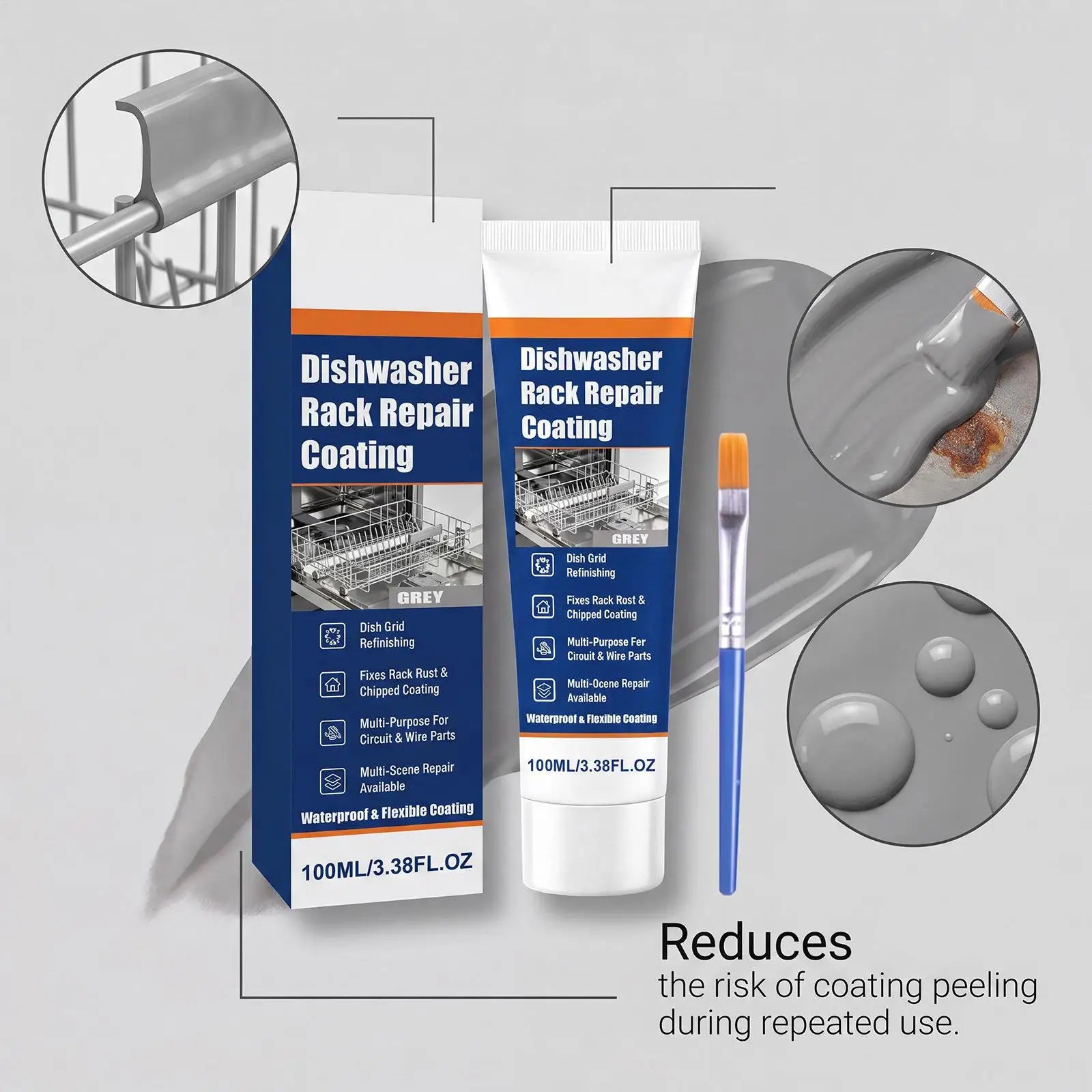 Dishwasher Rack Repair Gray Waterproof Anti-rust Adhesive Coating