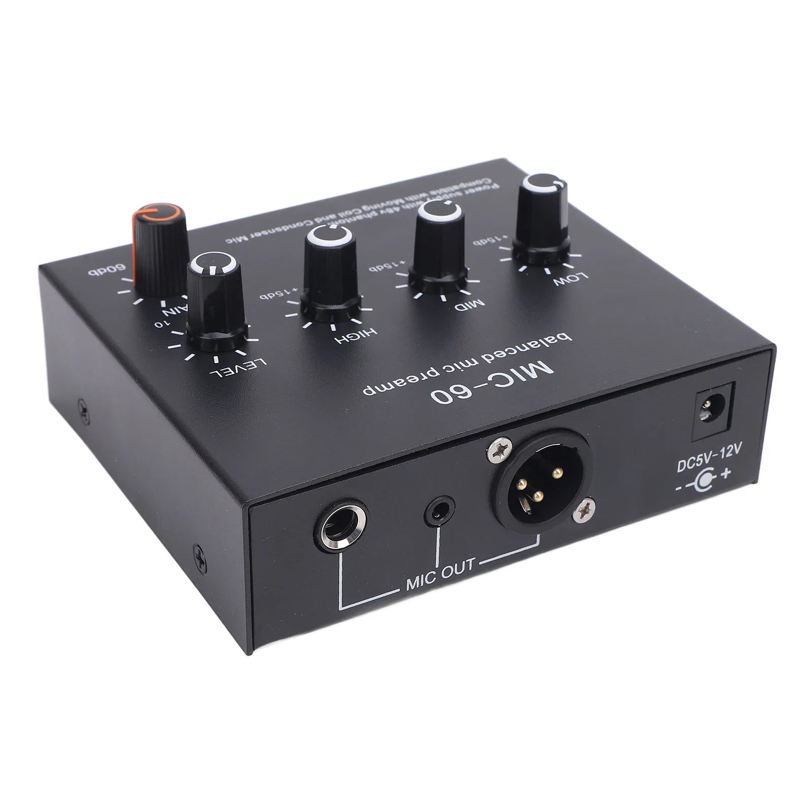 Balanced Mic Preamp 60db Gain Portable Enhance Sound Aluminum Alloy