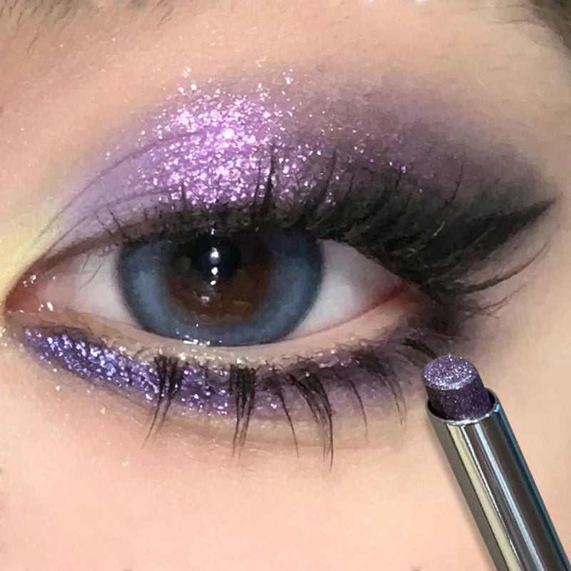 Punk Purple Glitter Eyeshadow Stick Pearlescent Highlight Shadow Stick Waterproof Lasting Shimmer Metallic Eyeshadow Makeup Zpaxo