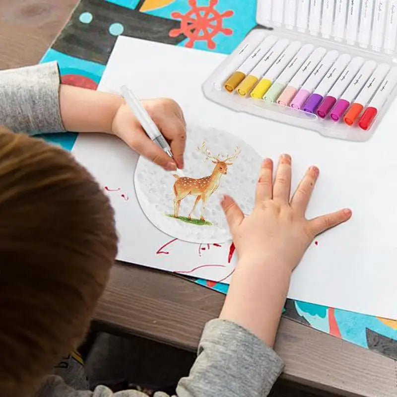 Multifunctional Kids Painting 3D Drawing Canvas Sponge 12-Color Set With Water Brush Tools And Easel For Kids Home Family Adults Zpaxo