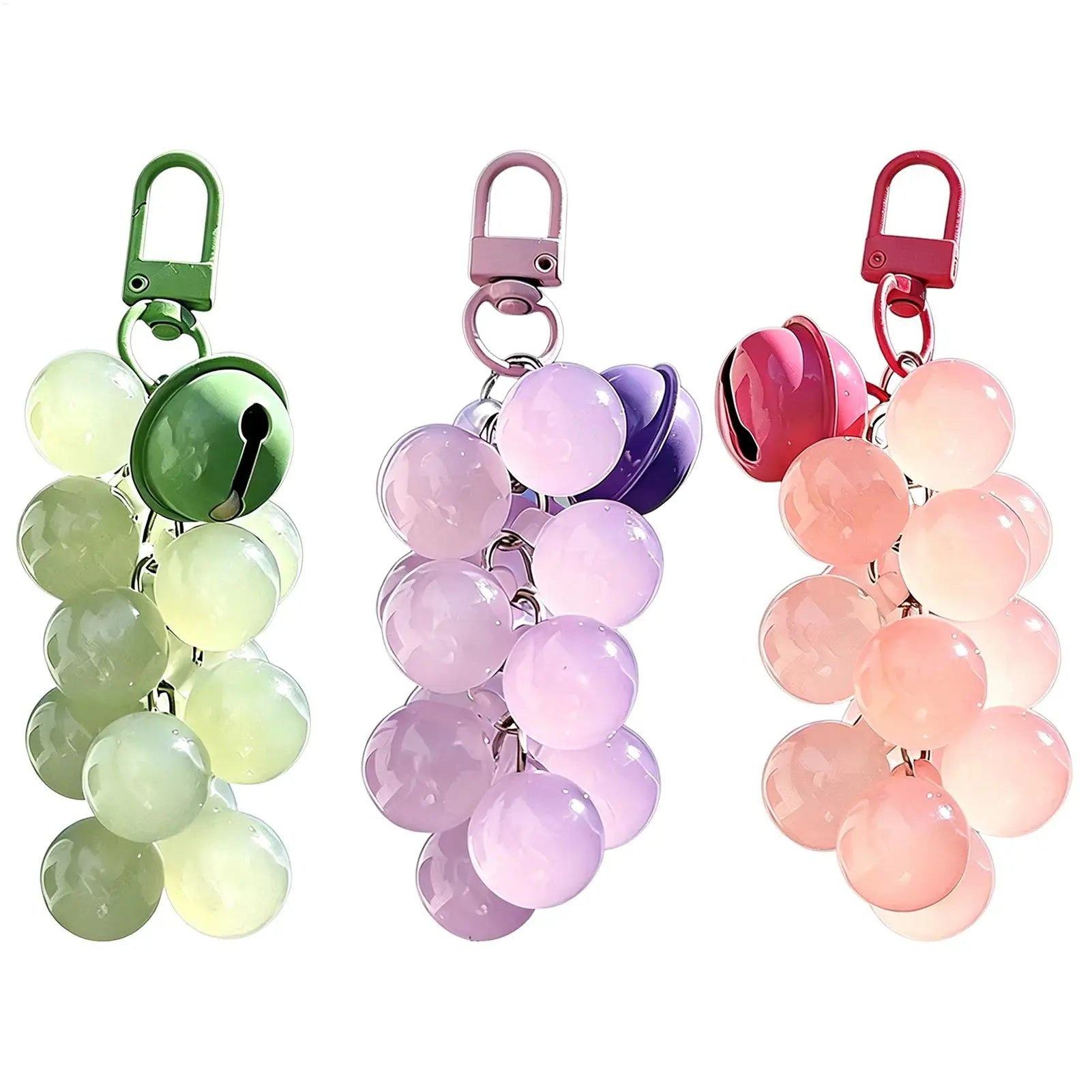 Grape Keychain UV Detector Changing Beads Cute Purse Charm Car Key