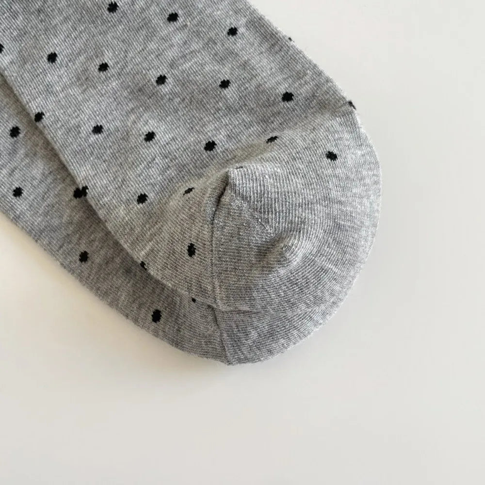 Comfortable Curled-edge Polka Dot Socks Thin Breathable Mid-Tube Socks Sweat Absorbent Women's Socks Summer Zpaxo