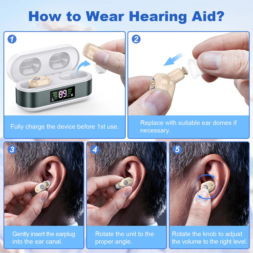 CIC Elderly Hearing Aid Rechargeable Mini Wireless Amplifier