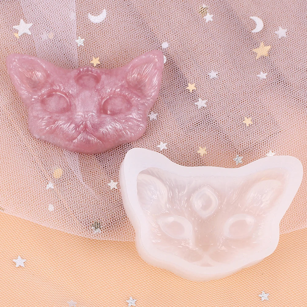 Cat Head Silicone Mold DIY Devil Cat Pendant Jewelry Crafts Making Soap Candle Epoxy Resin Mould Zpaxo