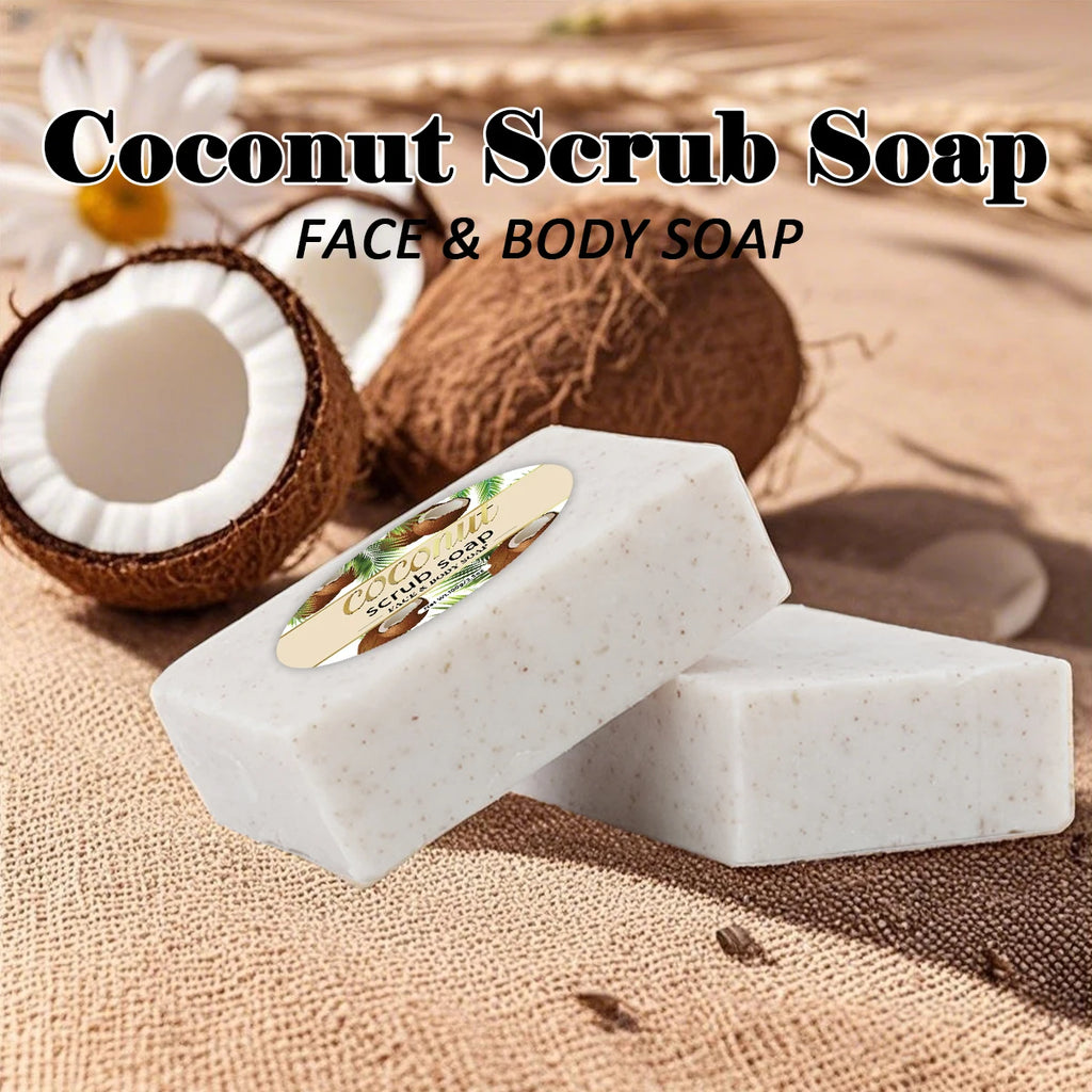 Coconut Scrub Soap – Handmade Exfoliating Face & Body Bar Exfoliating Bar Soap Zpaxo 3pcs
